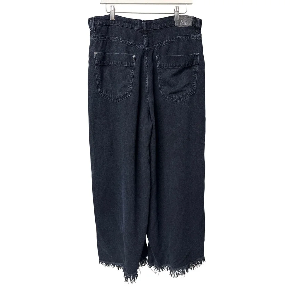 We The Free Old West Slouchy High Rise Wide Leg Jeans Womens 33 Blue Black Boho